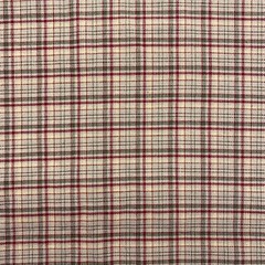 Homespun Plaid Fabric Woven Cotton Tan Red Green Earth Tones 57×36