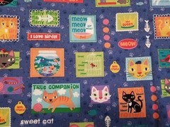 2 Yds x 44″ W – HERE KITTY KITTY Fabric 12765 Cats Fish Meow Novelty Print