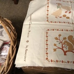 Ameritex Farm Theme Panel Quilt Fabric, Antique/Vintage, Beige Brown Red Green