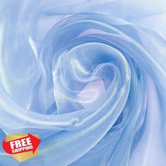 Sheer Organza Fabric by The Yard, 3.3 Yard x 60 Inch Wide Light Blue Silk Org…