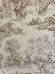 Fabric by the meter and tablecloths | Toile de Jouy model 2 various colors | height 305cm
