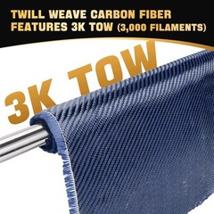 Blue Carbon Fiber Cloth Roll 2×2 Twill Weave 3K/220g Repair 4.9 FT x 12 Inch