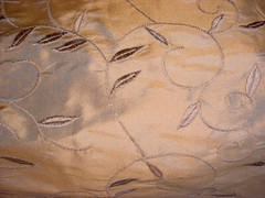 16-5/8Y Kravet 24637 Coin Gold Floral Vine Embroidered Silk Upholstery Fabric