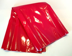 Red Shiny Vinyl With Knit Backing Sewing Costume Cosplay 18.5 X 55 Inch Piece