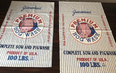 Farmhouse Primitive Pig Fabric Panels Feed Sack Hog Wash Ticking Stripe Pair