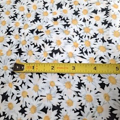 VTG Ameritex Daisies Allover Cotton Fabric 3.5 Yards X 44″ Black & White Floral