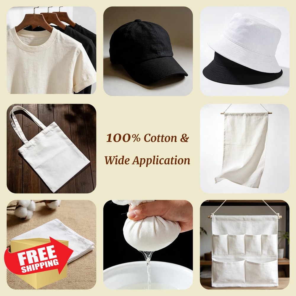 QandJ 100% Cotton Muslin Fabric 60″ 2 Yds Natural White Sewing Cloth