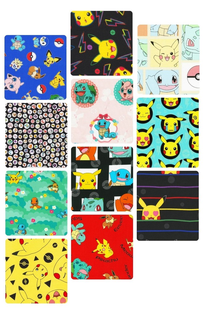 8 Half Yards -Assorted Pokemon Half Yard Bundle