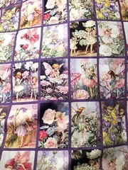 Purple color Vintage Flower Fairy 100% Cotton Fabric by the meter 8 rows x 13cm