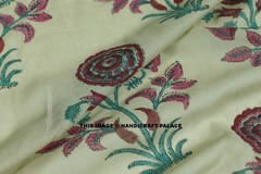 5 Yard Hand Block Print Handmade Cotton Indian Natural Flower Print Fabric Art
