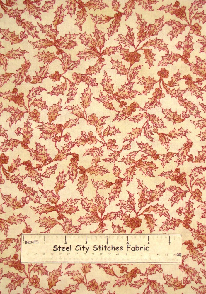 Christmas Holiday Holly Berry Red Cotton Fabric RJR Holiday Classics By Yard
