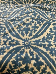 Ralph Lauren Blue And White Linen Blend Ikat Fabric