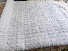 minimalist white vtg chenille bedspread fabric buttonhole design, 18″ x 24″ pc