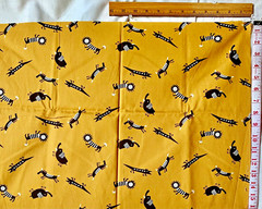 RPX51b Japanese Asian SEVENBERRY Lion Elephant Animals Cotton Quilt Fabric 16×21