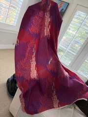 100% Silk Vibrant Red , Purple & White Abstract Fabric 1 Yard 56″ Wide