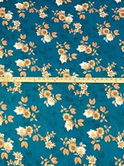 Forest Green Floral Cotton Hanako Digitally Printed Sateen Summer By the Yard