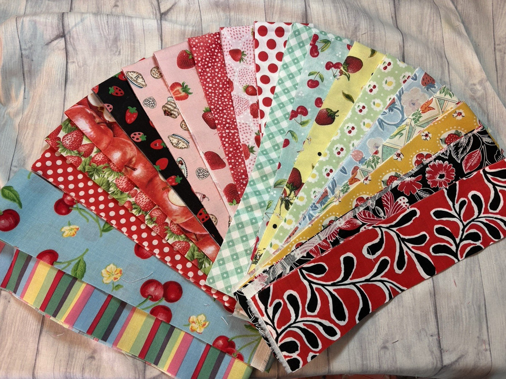 Fruit cherry strawberry 100% cotton fabric 20 strips jelly roll 2.5″ x 42-44″w
