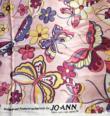 Butterflies Pink Fabric Shiny Satin Polyester JOANN 58″ wide x 73″ long ~2 Yards
