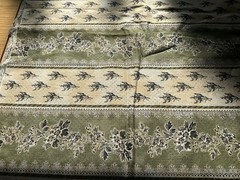 Rose Toile Stripe by Lakehouse LH Cotton Florals Beige, Green and Black 1.5 Yard