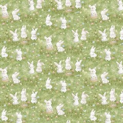 Timeless Treasures Egg Hunt by Bunnies by the Bay CD2645 Green Bunnies Cotton