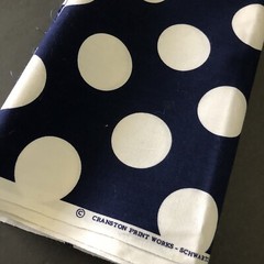 1.5 Yd Cranston Schwartz Liebman Navy White Large Polka Dot Cotton Quilt Fabric