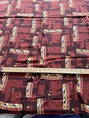 2 Pieces 36x 44 Each Fabric Brown/Red Colors Geometric Pattern Soft Fabric