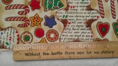 Fabric Benartex “Cookie Anyone” Recipe Tree Canes Gold Stars Ginger Men $3.95