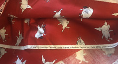 Andover Fabrics Olivia The Pig Frolicking Playing on Red Fabric BTFQ 22″ X 18″