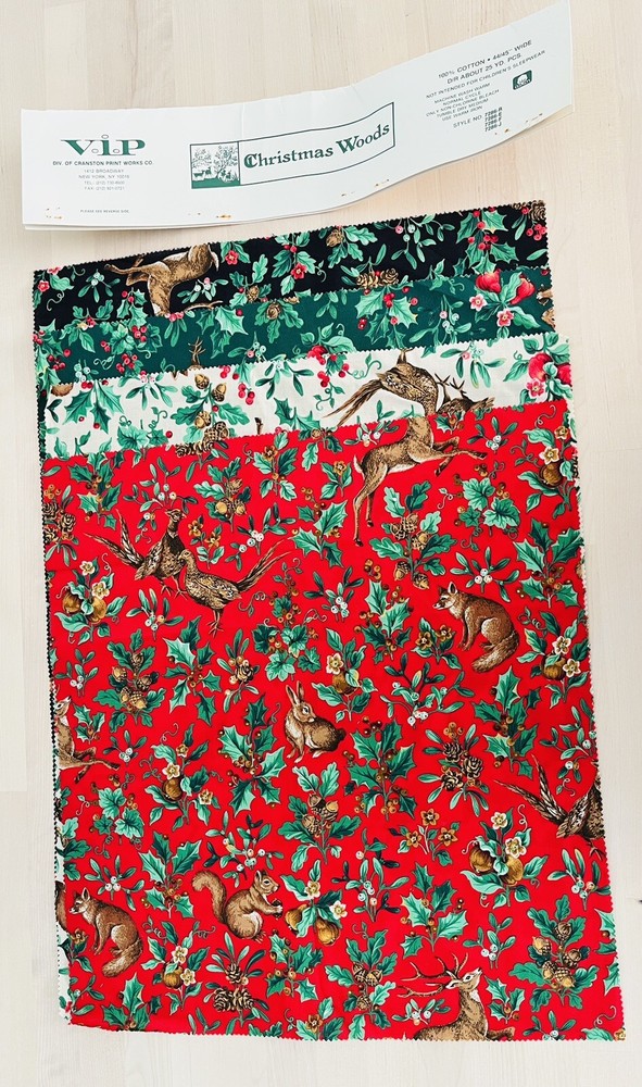 ****VIP Christmas Woods 100% Cotton 4 Pieces Fabric Animal Themed