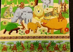 Avlyn 23.5×44.5 Safari Lion Giraffe Elephant Monkey Hippo Cheetah Lemur Fabric