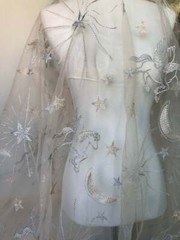 Tulle Embroidery Mesh Star Moon Fabric Sheer DIY Tutu Skirt Wedding Dress Cloth