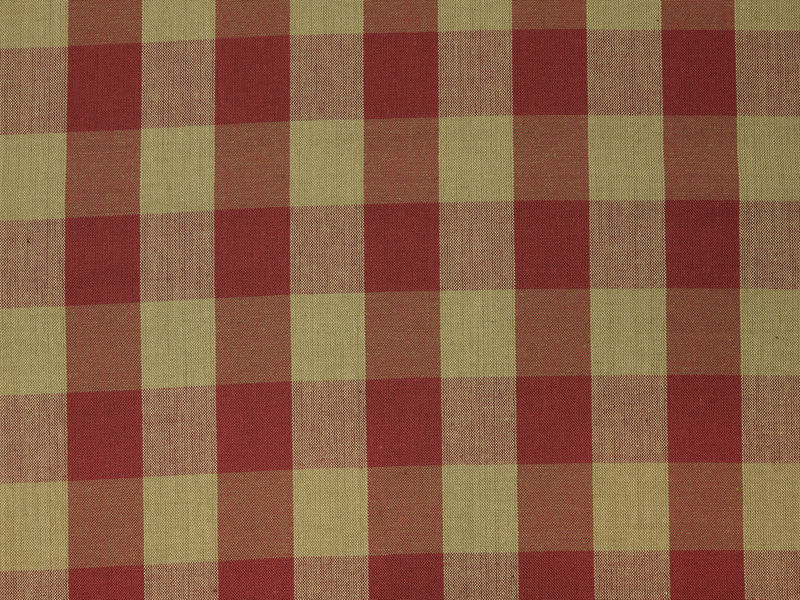 Red And Tea Dye Buffalo Check Cotton Homespun Fabric | Rustic Woven Fabric