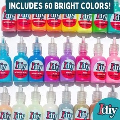 60 Vibrant Fabric Paints Set with Brushes and Stencils