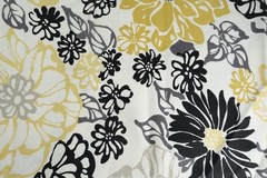 2015 Original Screenprint Richloom Upholstery Fabric 5 2/3 Yd Black Gold Floral