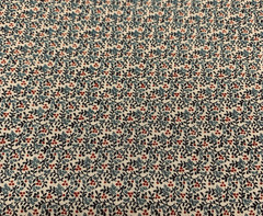 Vtg Allover Floral Fabric By Marcus Brothers Lt Blue Dark Blue Red On Beige BTHY
