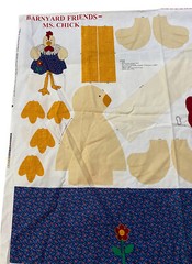 VIP Cranston Printworks Ms Chick Barnyard Friends FABRIC PANEL Cotton Chicken