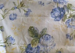 Large Blue Floral on Creamy White Cotton Broadcloth Poplin Fabric 54″L x 55″W Pc