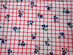 Vintage 1992 Fabric Traditions Blueberries & Red Checkered Sewing Fabric