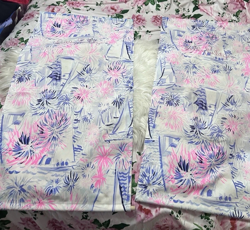 LILLY PULITZER Fabric Lot 2 Sea To Shining Sea 37”L x 19”W Canvas Panels 🩷💙