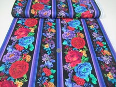 Timeless Treasures quilt-craft fabric FLORAL STRIPE brt 2 yds (cd-3901) Hacienda