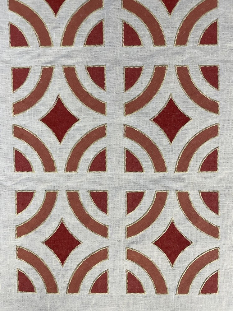 Travers Zimmer Rohde Linen Carson Tile 396 Peach Pink Upholstery Fabric 4yd