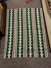 Vintage Bark Cloth Green Red Yellow 36 inches wide 46” long