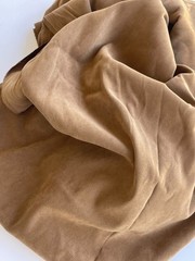 Vintage Light Weight Coffee Brown Micro Suede Woven Soft Brush Twill Warp Grain
