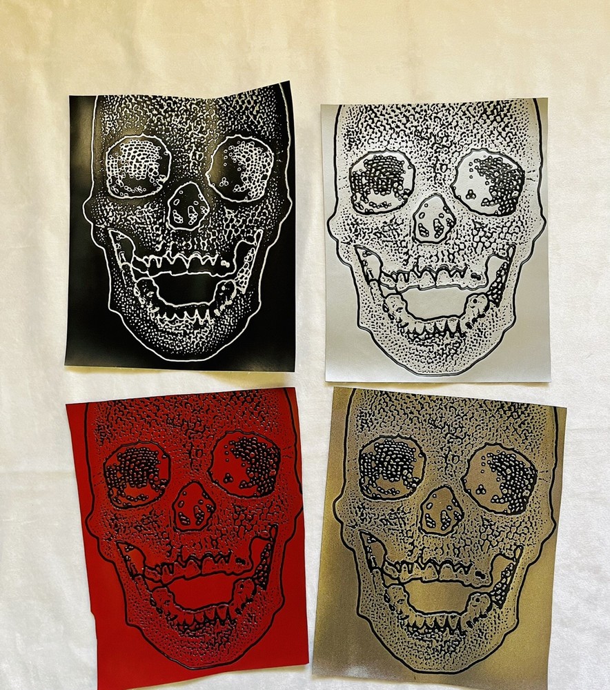 4 Pieces faux leather Fabric Embossed Textured Skull Design For Arts & Crafts
