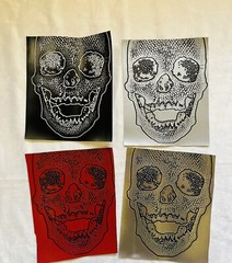 4 Pieces faux leather Fabric Embossed Textured Skull Design For Arts & Crafts