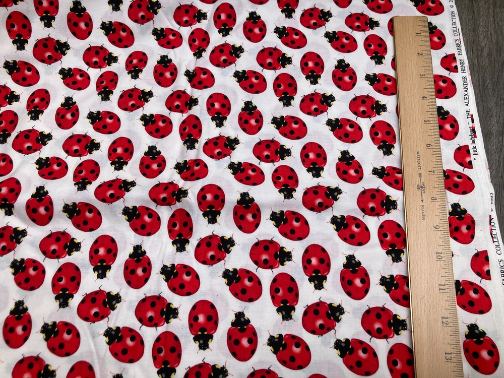DESTASH 24″ piece Alexander Henry Cotton Fabric 2003 “Little Ladybugs”