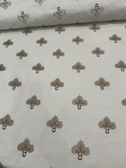 Embroidered August Putty Cognac 2.5 yd Upholstery Interiors fabric leaf