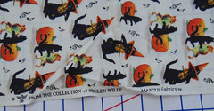 Edelen Wille for Marcus Fabrics black cat playing fiddle dancing w owl 36X44 in