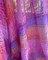 Multi-Color Ombre Stretch Lace Fabric ~ Pink, Peach, Lavender 1 1/8 yd, 56″ wd