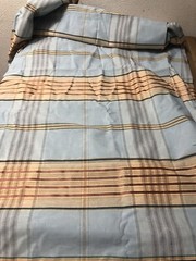 Upholstery Polyester Fabric Blue Tan 56 x 4 Yds Home Decor Craft Stiff New